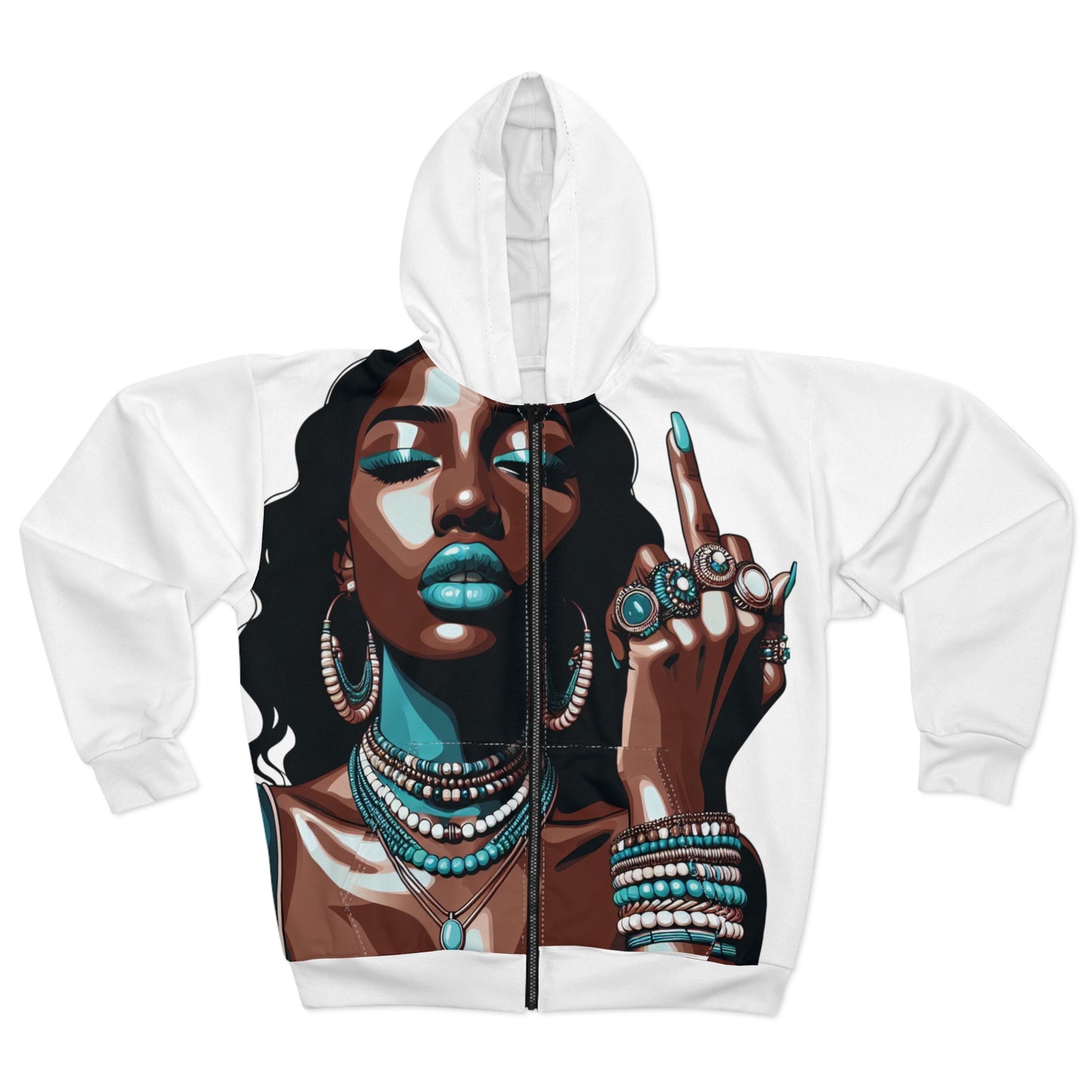Bold Queen Zip Hoodie — Glam Statement Print