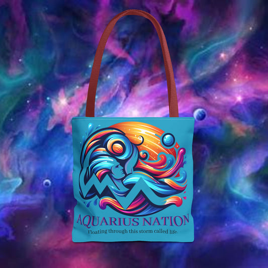 Aquarius Nation Canvas bag* Turquoise with alternate colored straps