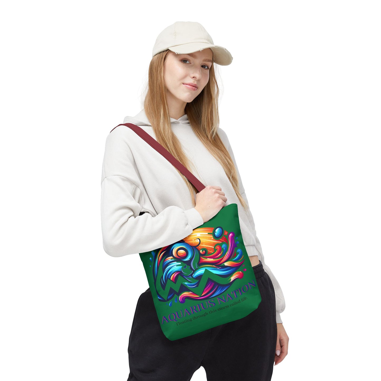 Aquarius Nation Canvas bag* Green with alternate colored straps