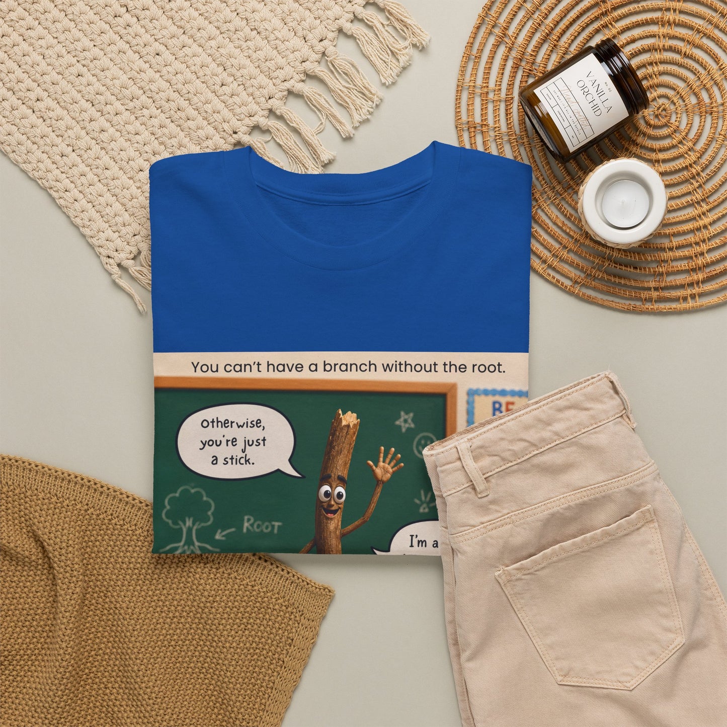 Teacher Funny Pencil T‑Shirt — Classroom Pun 'You Can't Have a Branch Without the Root'