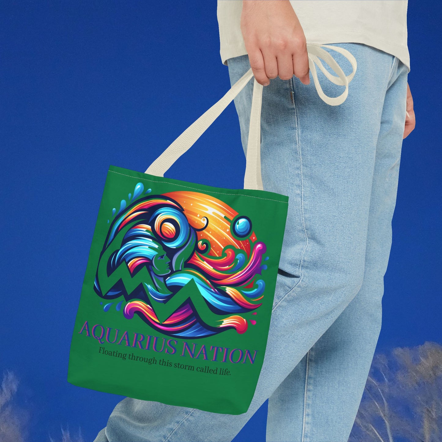 Aquarius Nation Canvas bag* Green with alternate colored straps