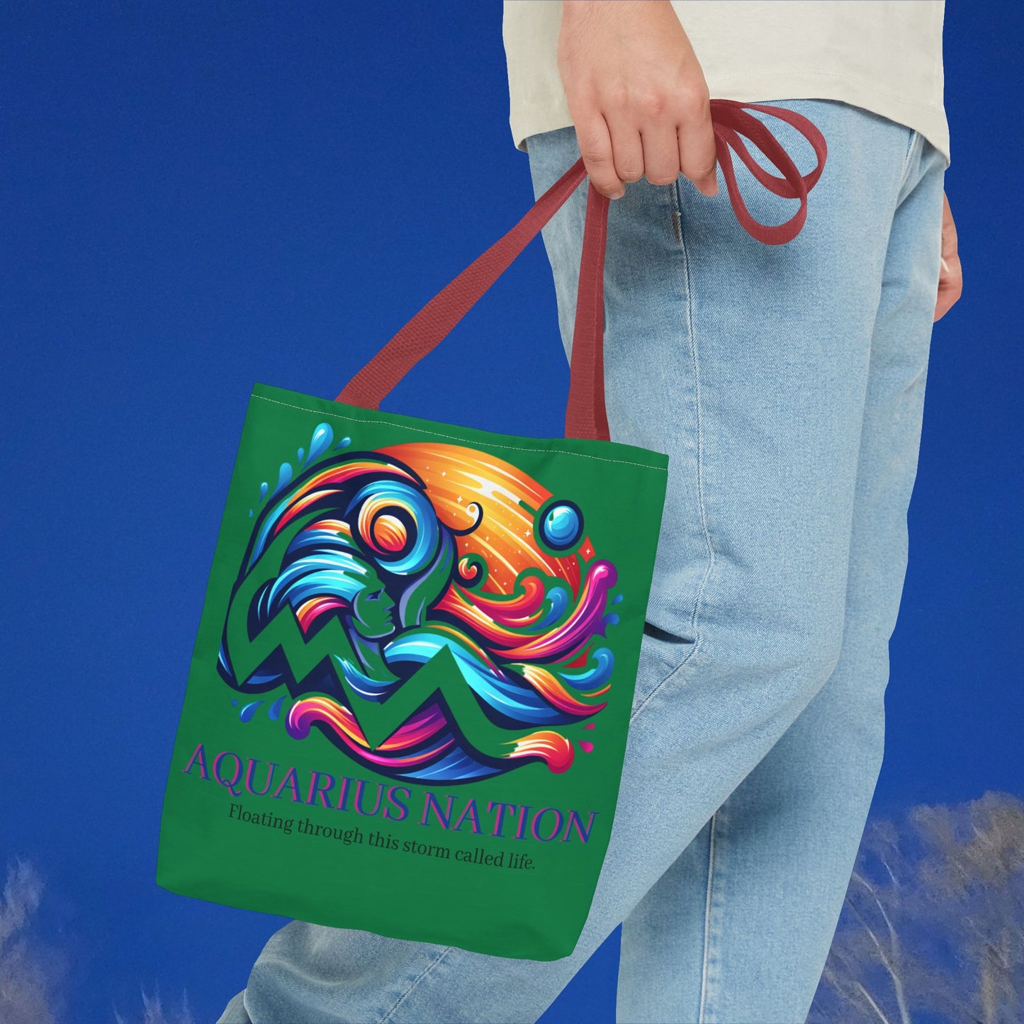 Aquarius Nation Canvas bag* Green with alternate colored straps