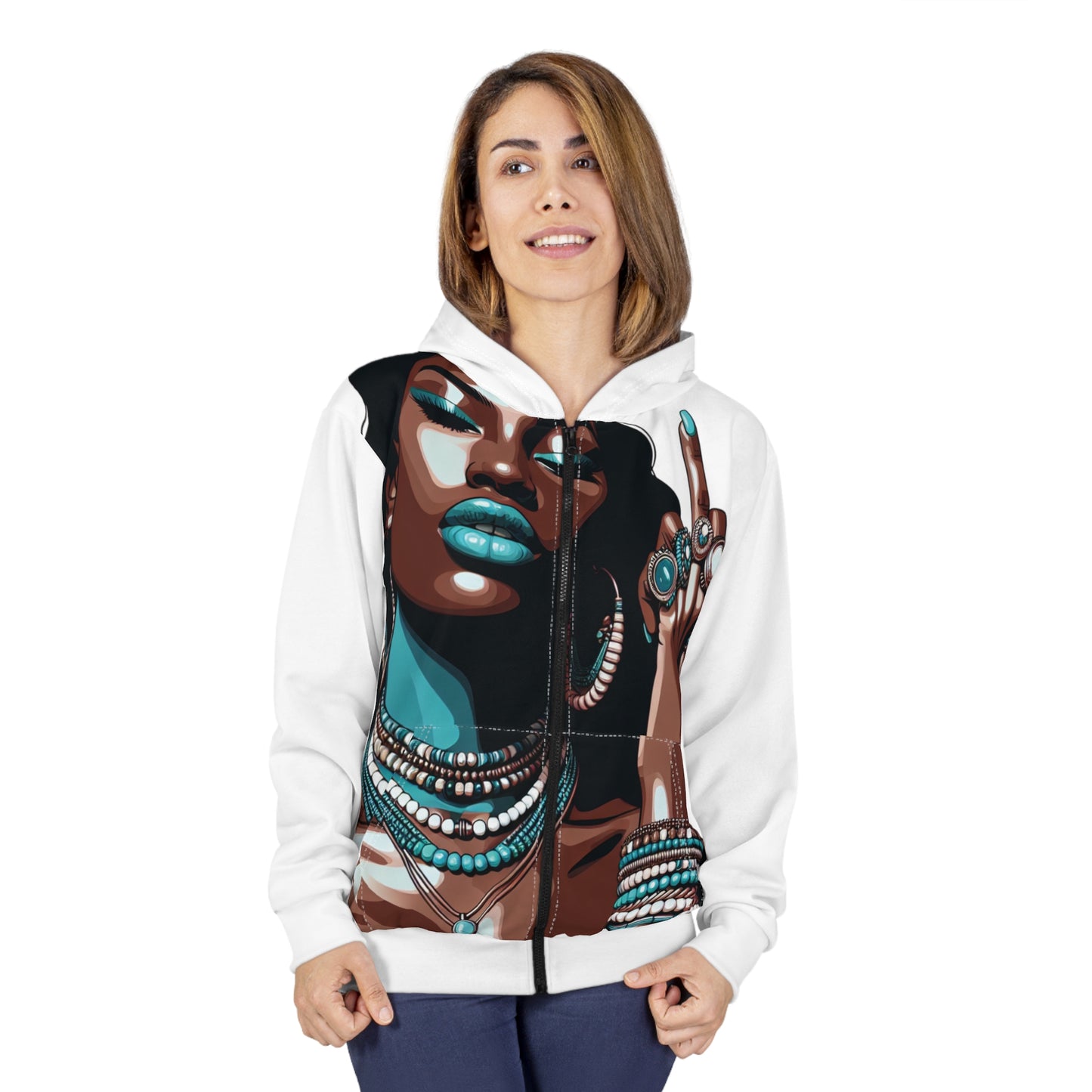 Bold Queen Zip Hoodie — Glam Statement Print