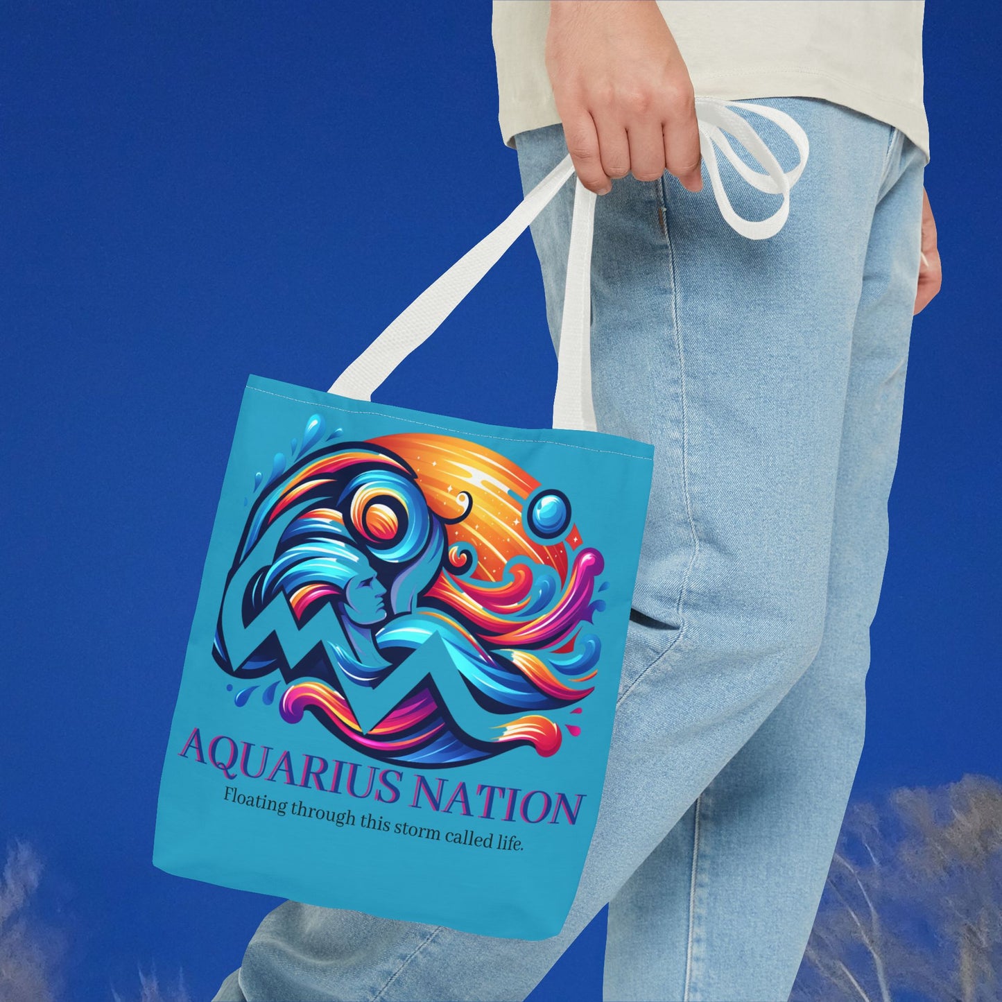 Aquarius Nation Canvas bag* Turquoise with alternate colored straps