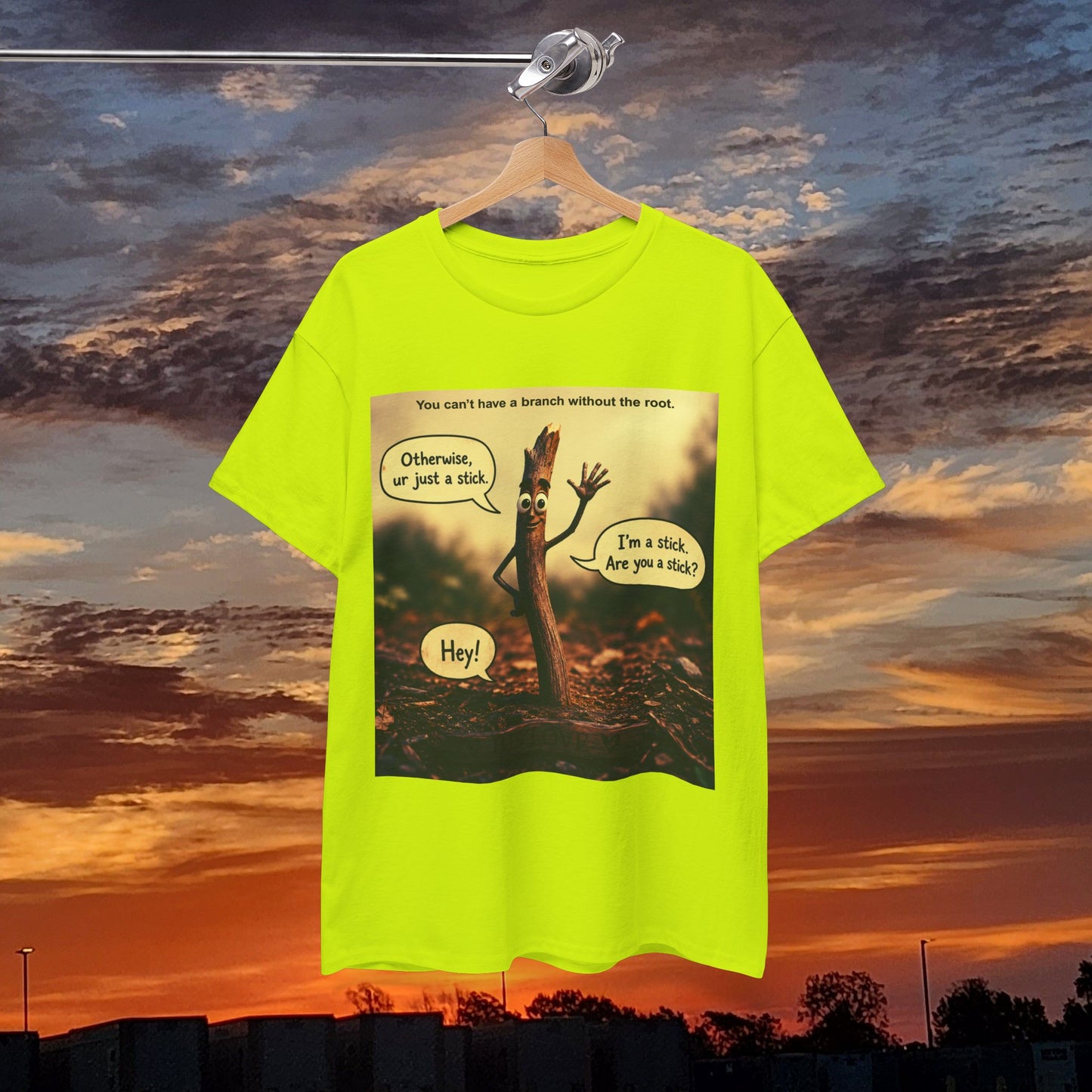 Stick Comic T‑Shirt — "I'm a stick. Are you a stick?" Funny Nature Graphic Tee