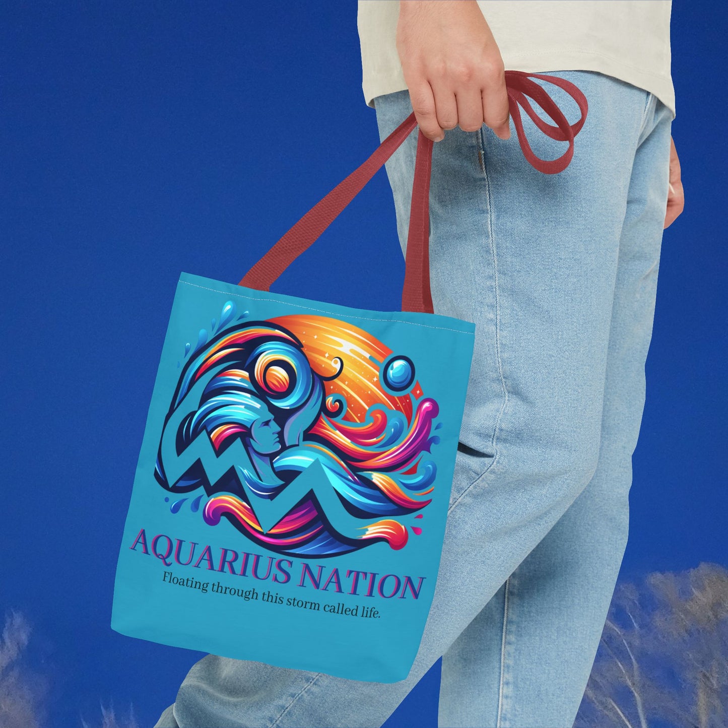Aquarius Nation Canvas bag* Turquoise with alternate colored straps