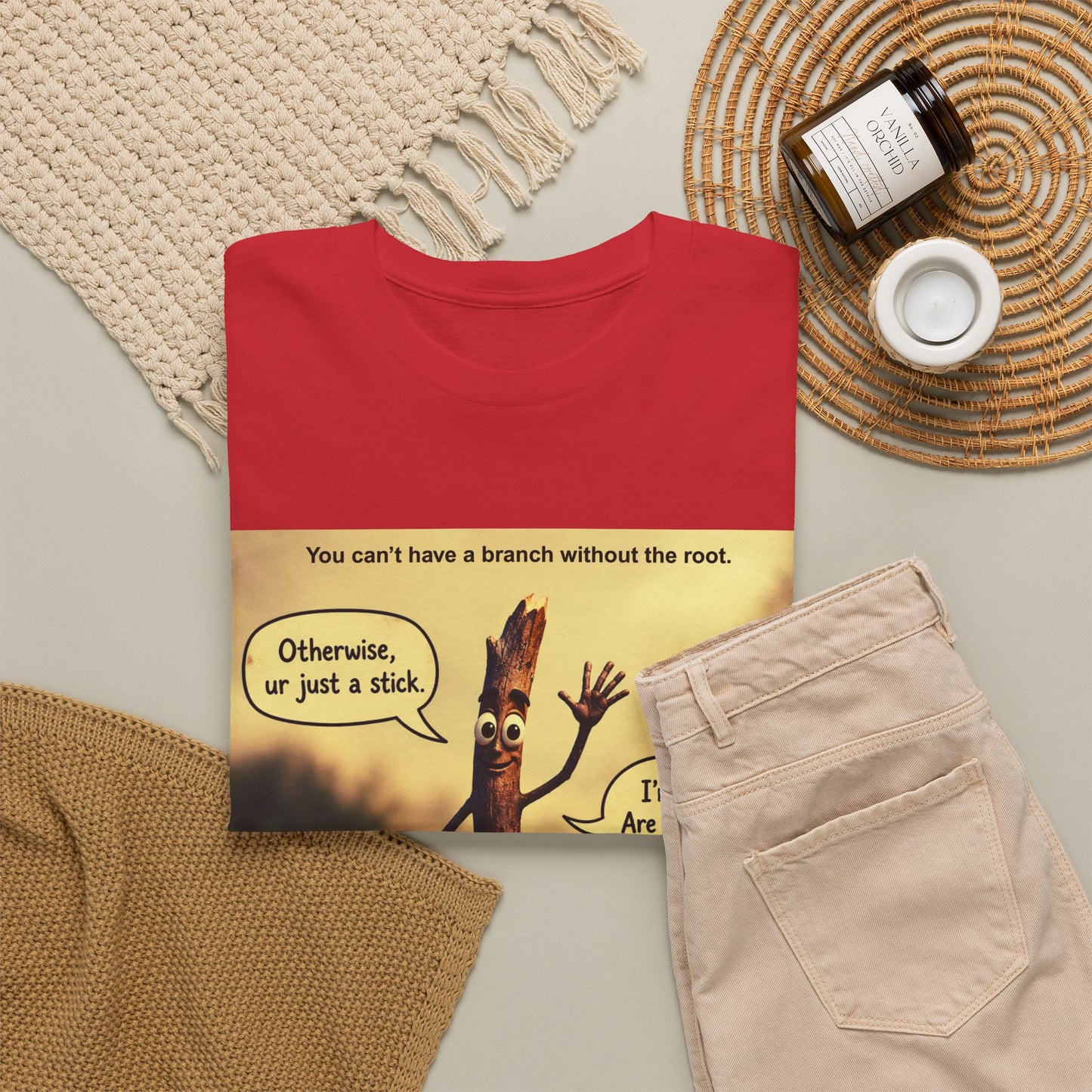 Stick Comic T‑Shirt — "I'm a stick. Are you a stick?" Funny Nature Graphic Tee