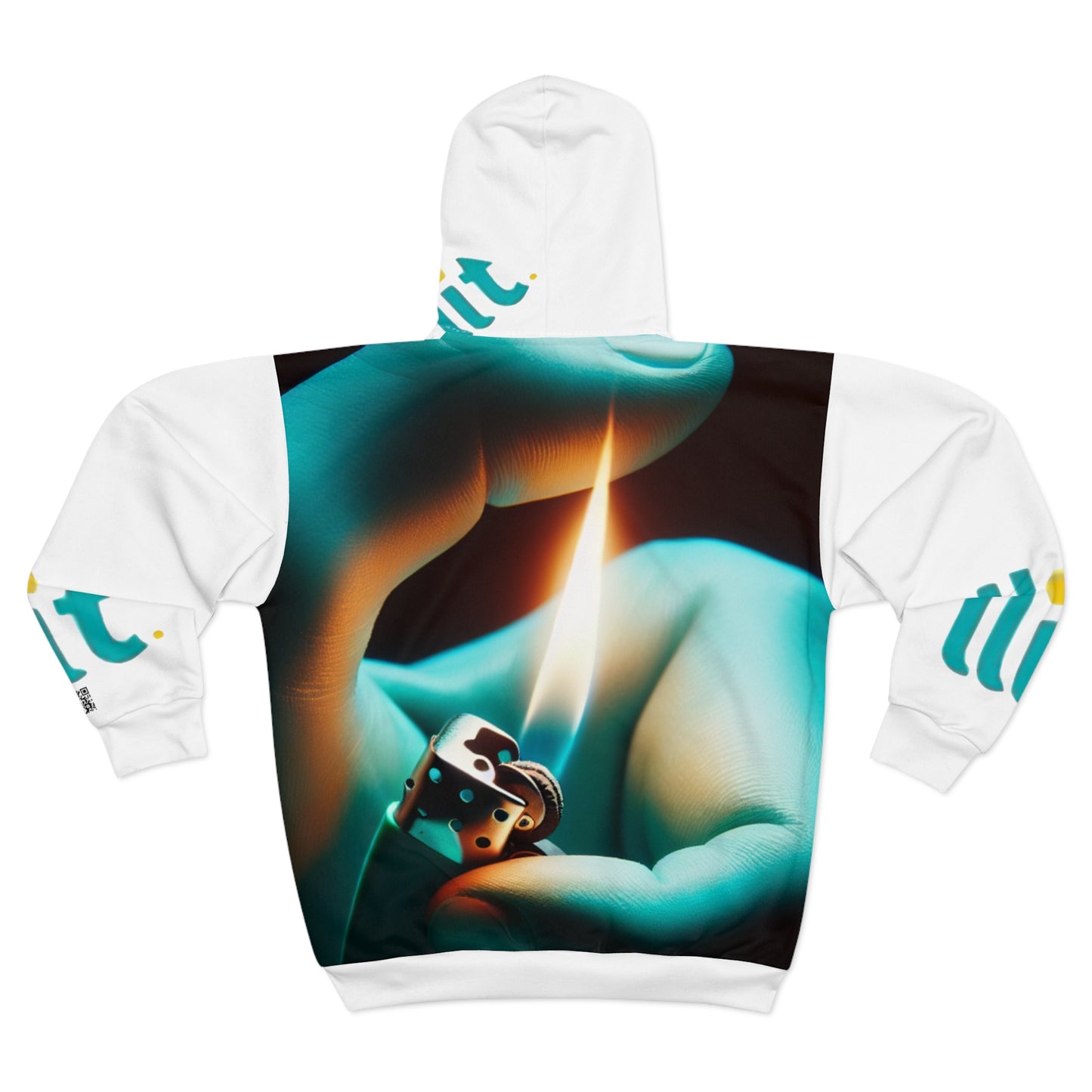 LLit ~ Lighter Hands Zip Hoodie — Bold Photographic All-Over Print