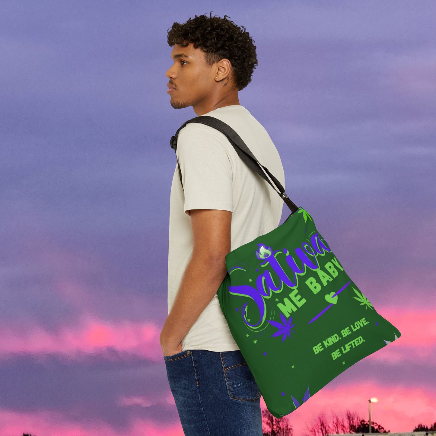 "Sativa Me Baby" Adjustable Tote — Green