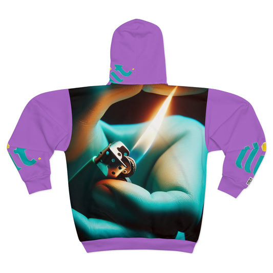 LLit ~ Retro Neon Lighter Zip Hoodie — "Zip Hoodie" All-Over Print