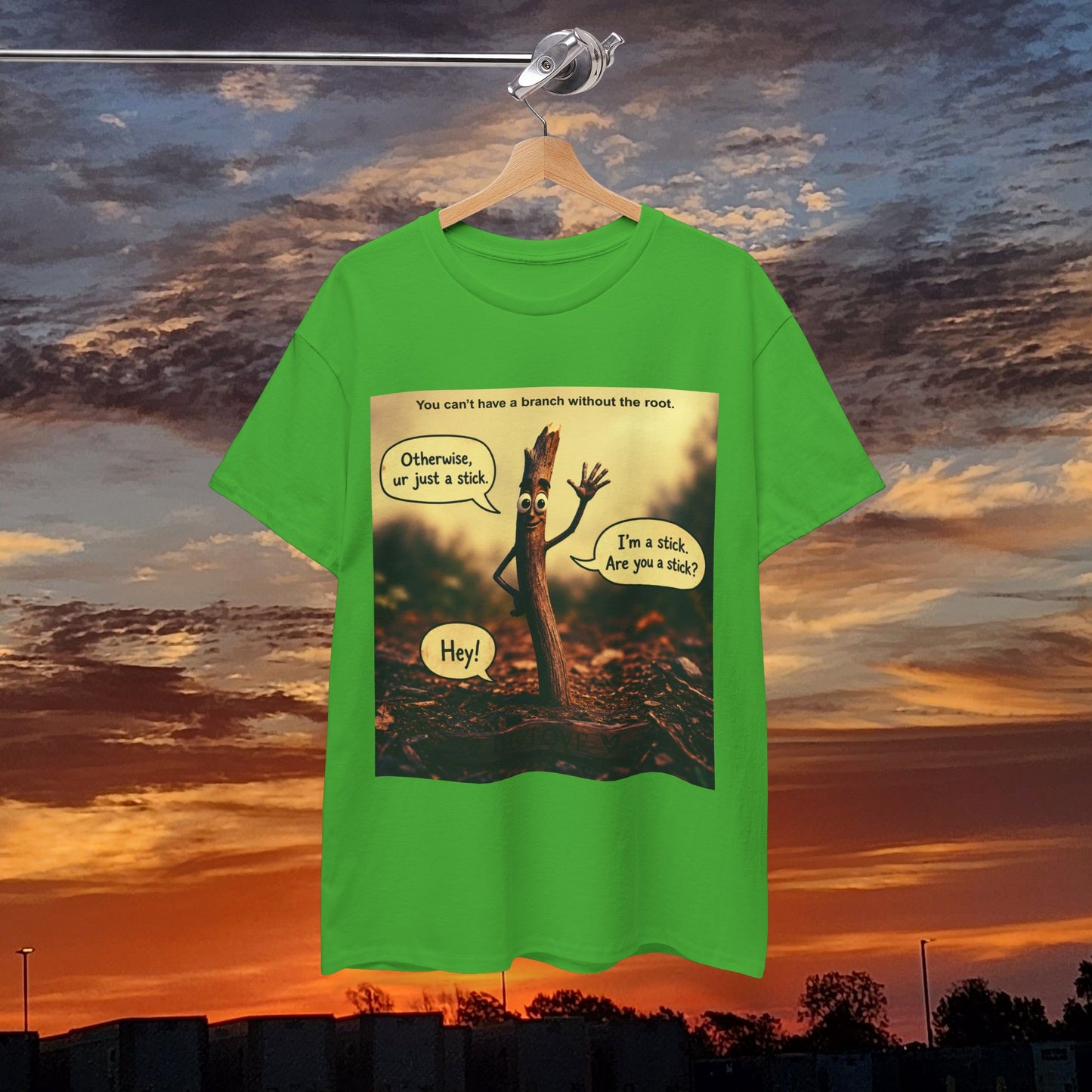 Stick Comic T‑Shirt — "I'm a stick. Are you a stick?" Funny Nature Graphic Tee