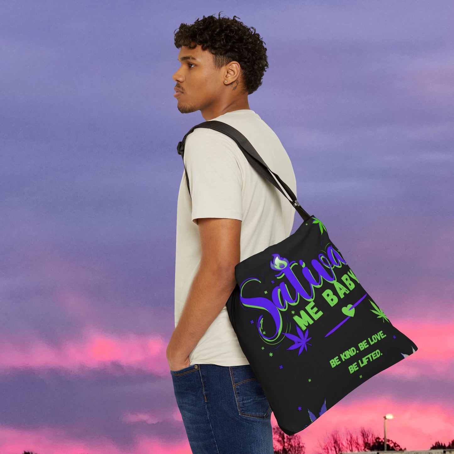 "Sativa Me Baby" Adjustable Tote — Black