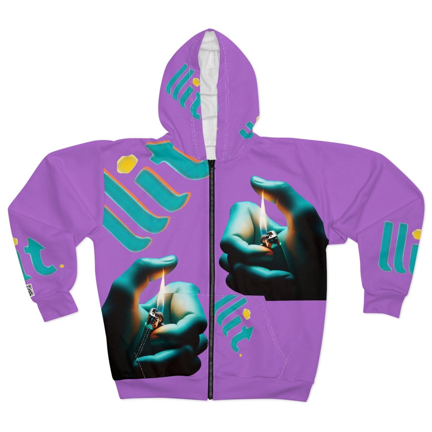 LLit ~ Retro Neon Lighter Zip Hoodie — "Zip Hoodie" All-Over Print