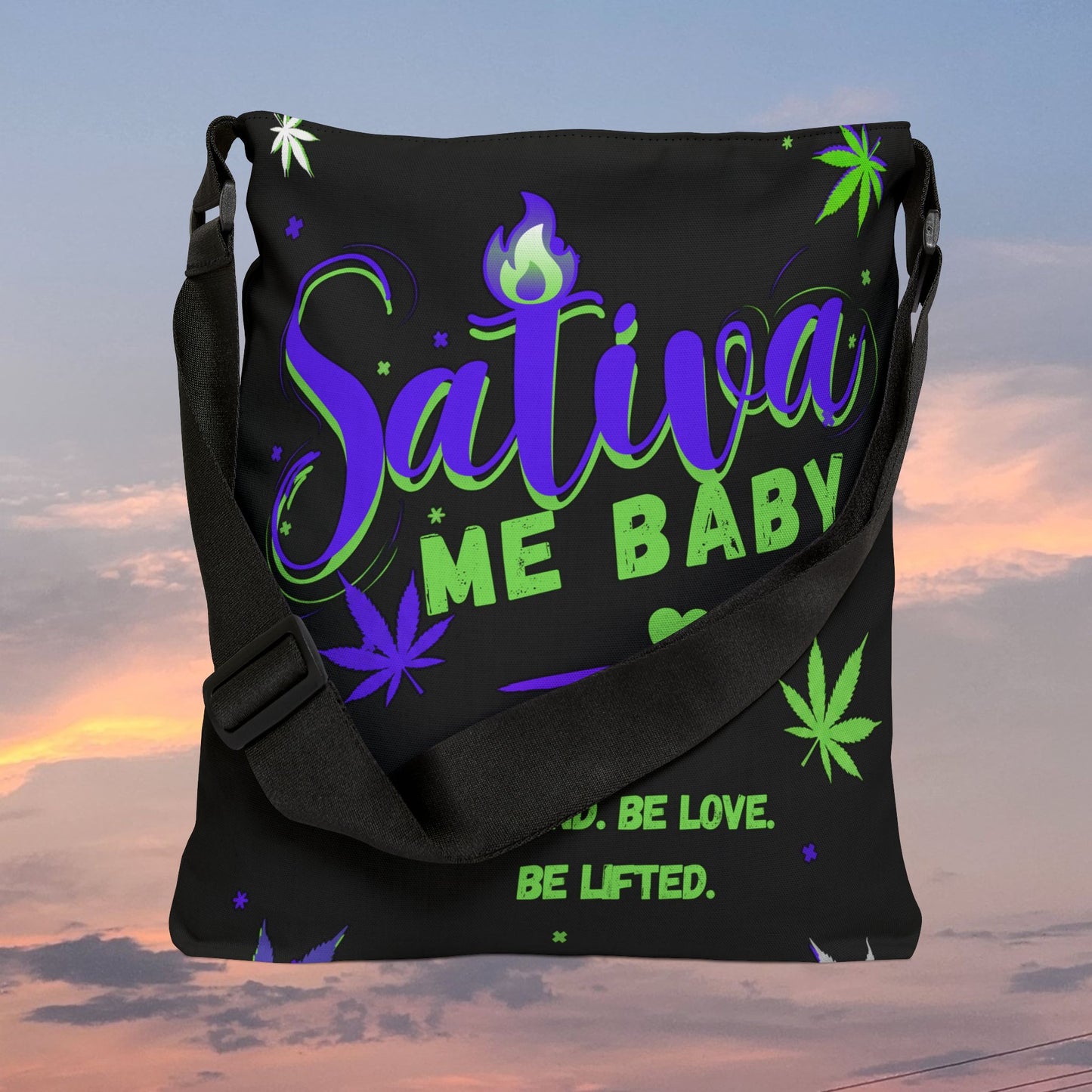 "Sativa Me Baby" Adjustable Tote — Black