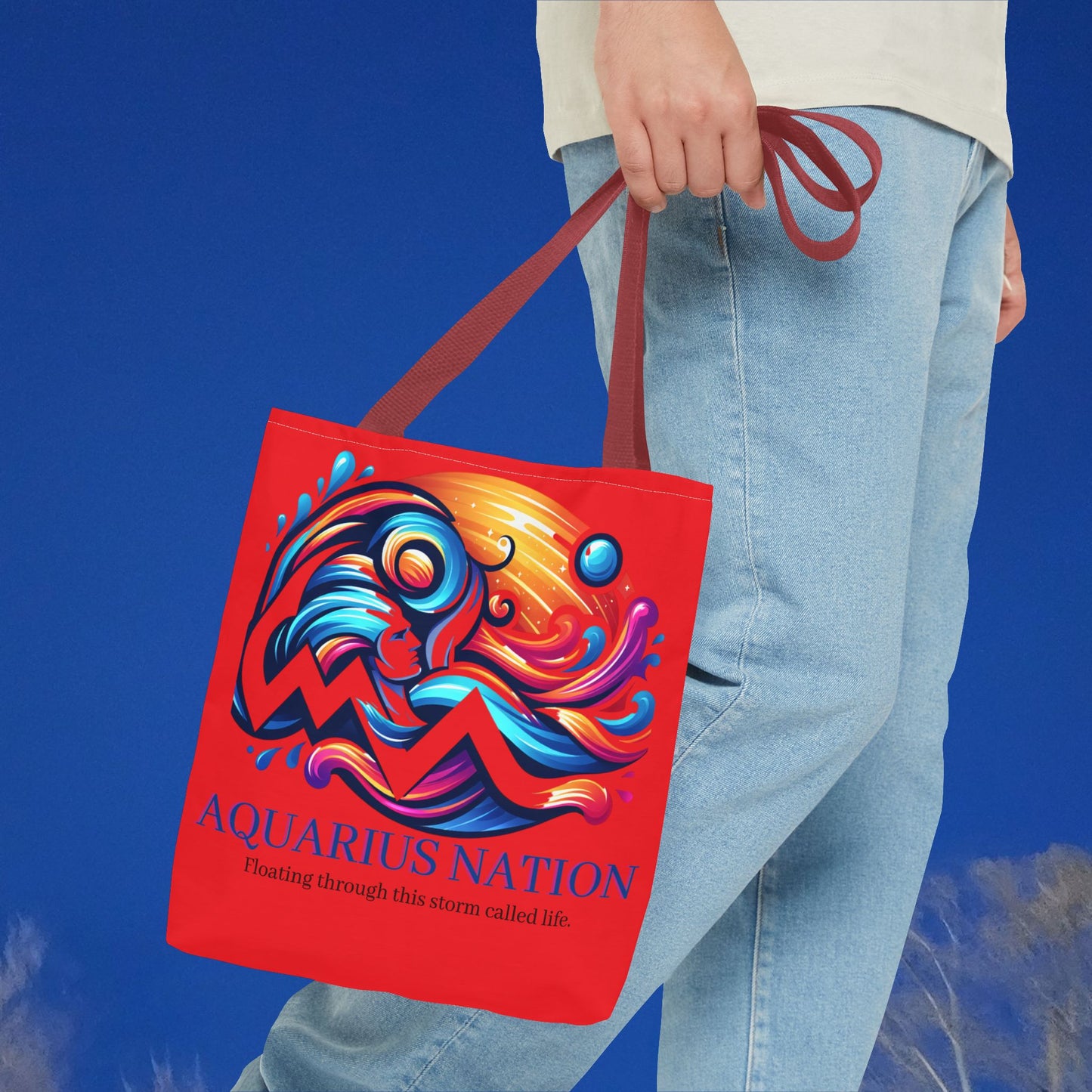 Aquarius Nation Canvas bag* Red with alternate colored straps