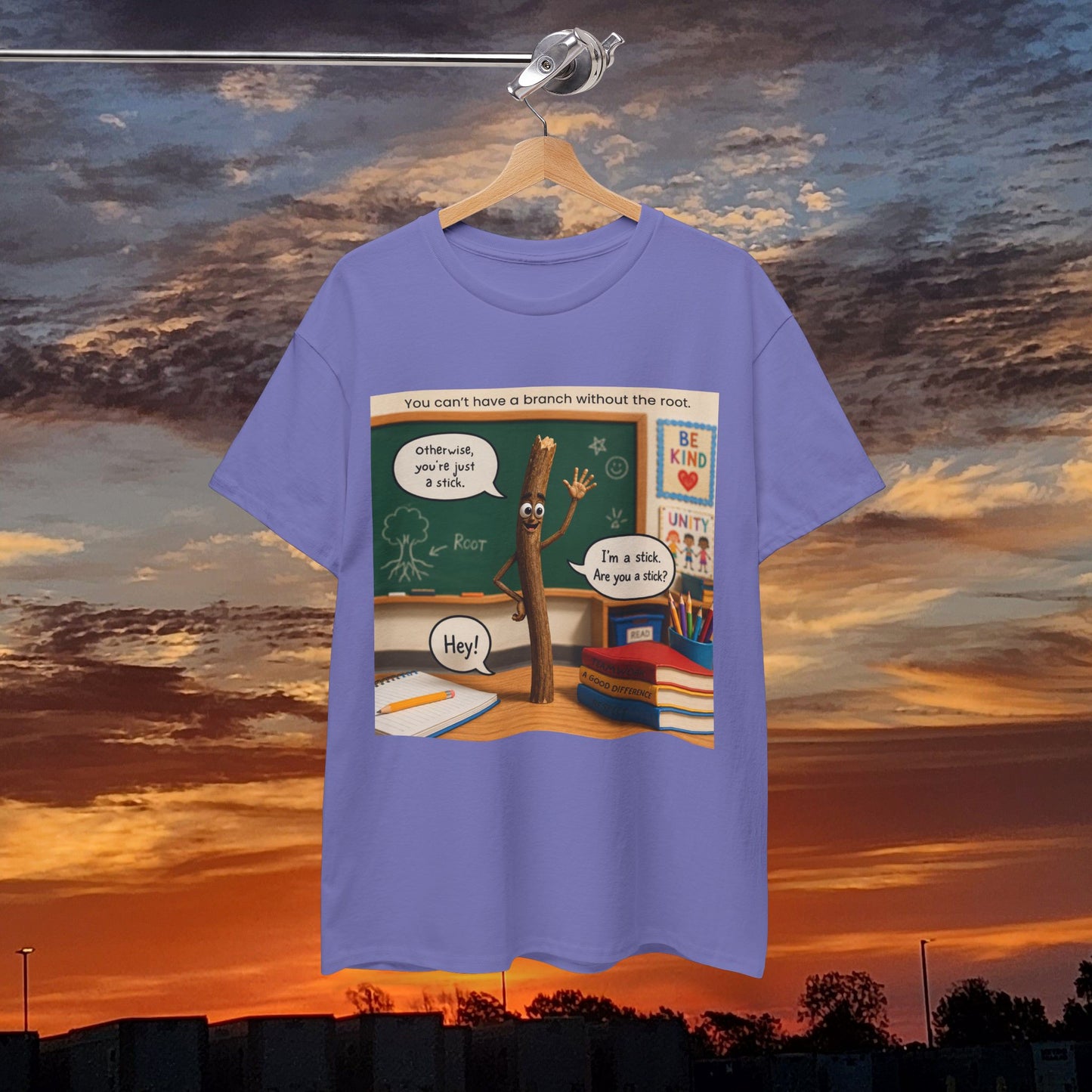 Teacher Funny Pencil T‑Shirt — Classroom Pun 'You Can't Have a Branch Without the Root'