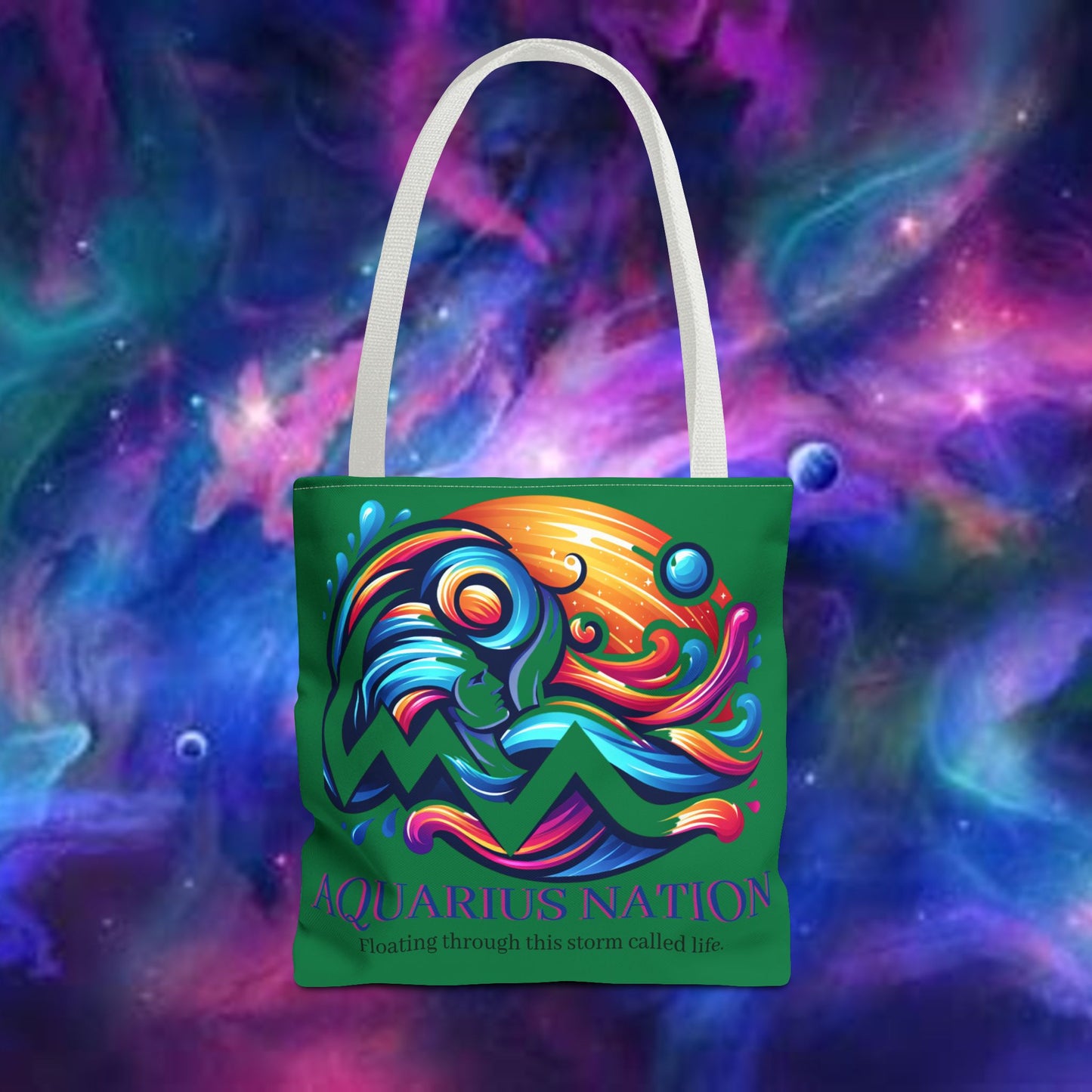 Aquarius Nation Canvas bag* Green with alternate colored straps