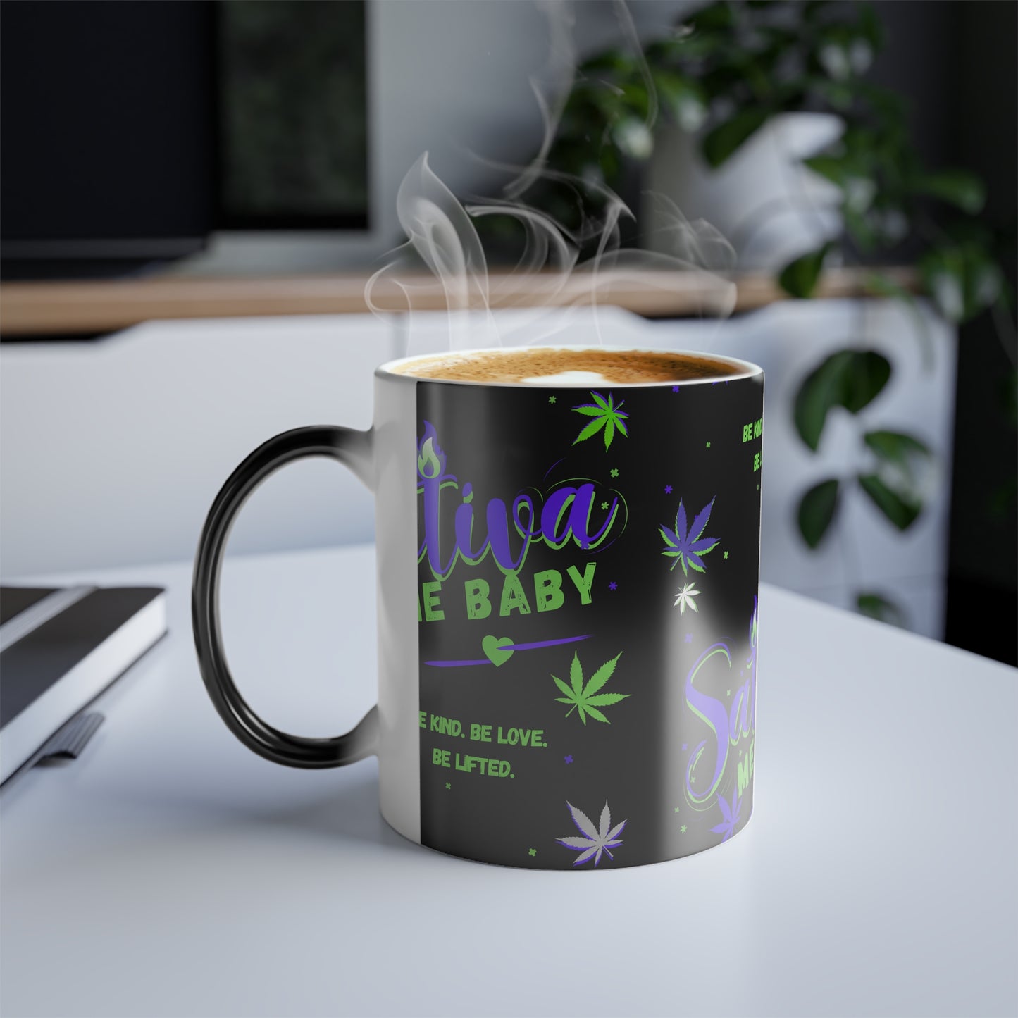 “Sativa Me Baby” Heat-Activated 11oz Mug — Black