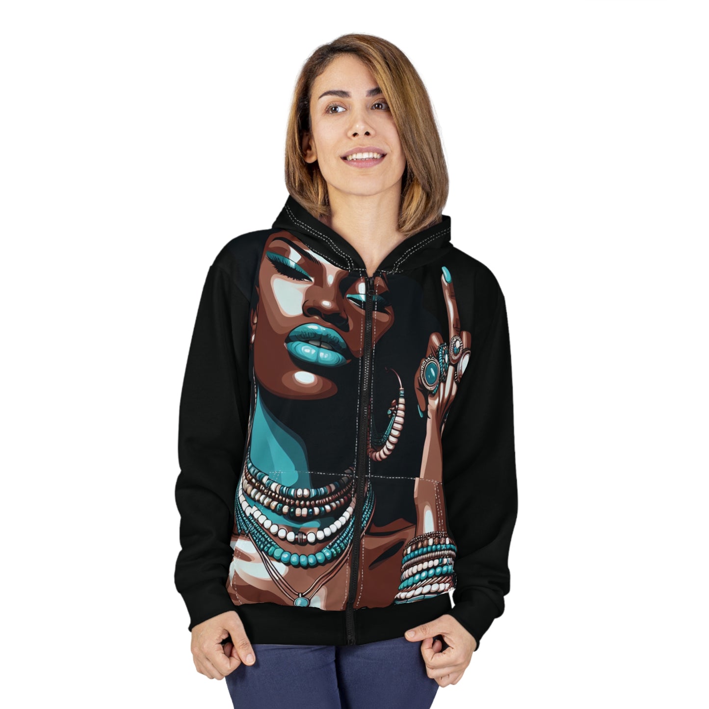FYF ~ Bold Black Statement Zip Hoodie — Fierce Queen Graphic