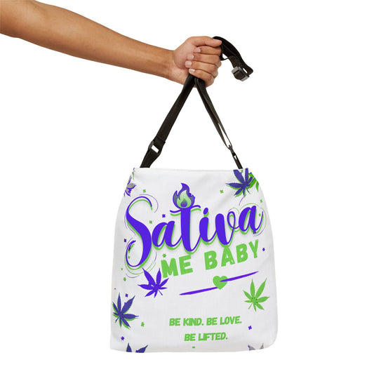 "Sativa Me Baby" Adjustable Tote — White