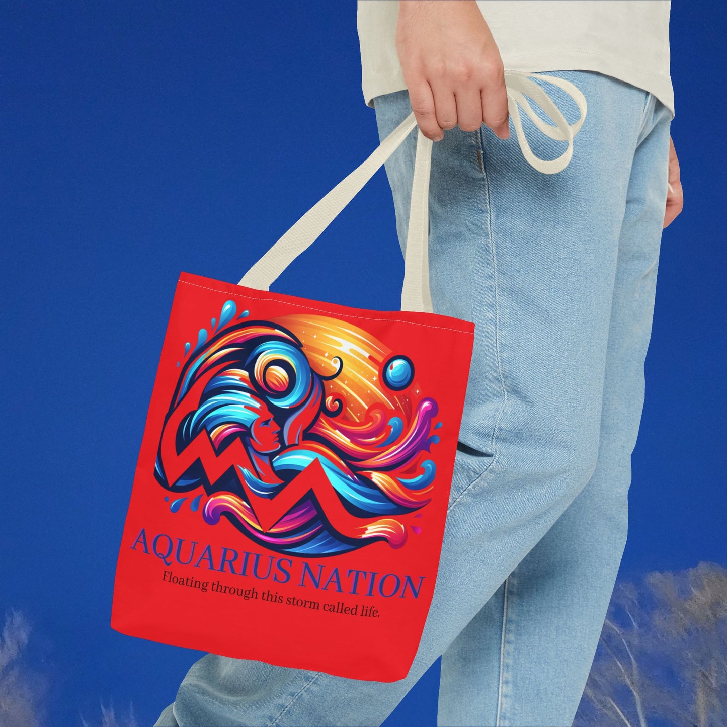 Aquarius Nation Canvas bag* Red with alternate colored straps