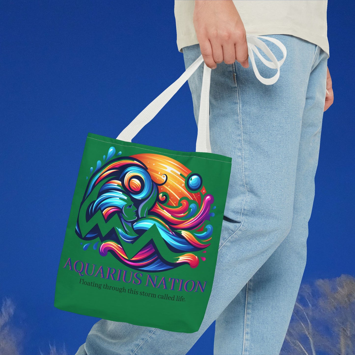 Aquarius Nation Canvas bag* Green with alternate colored straps