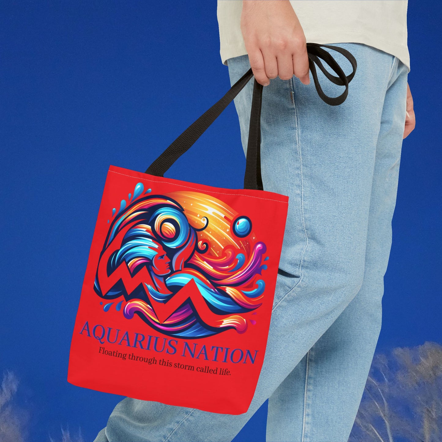Aquarius Nation Canvas bag* Red with alternate colored straps