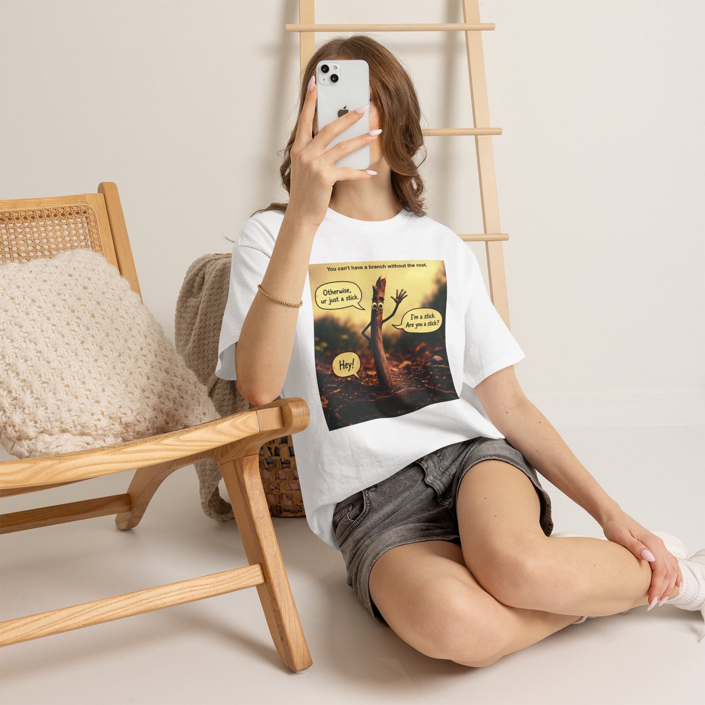 Stick Comic T‑Shirt — "I'm a stick. Are you a stick?" Funny Nature Graphic Tee