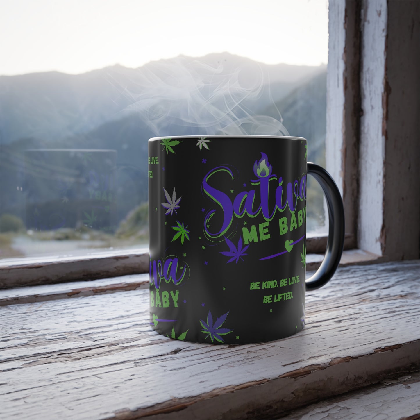 “Sativa Me Baby” Heat-Activated 11oz Mug — Black