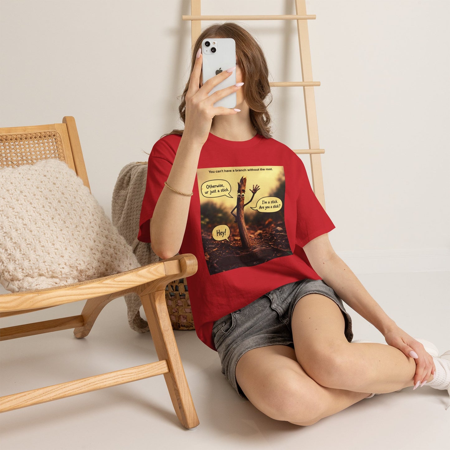 Stick Comic T‑Shirt — "I'm a stick. Are you a stick?" Funny Nature Graphic Tee