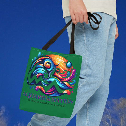 Aquarius Nation Canvas bag* Green with alternate colored straps