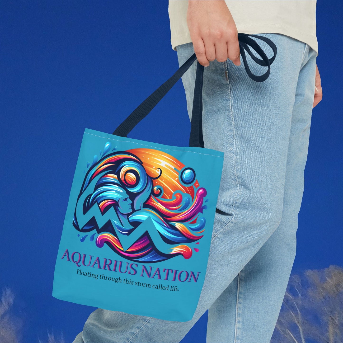 Aquarius Nation Canvas bag* Turquoise with alternate colored straps