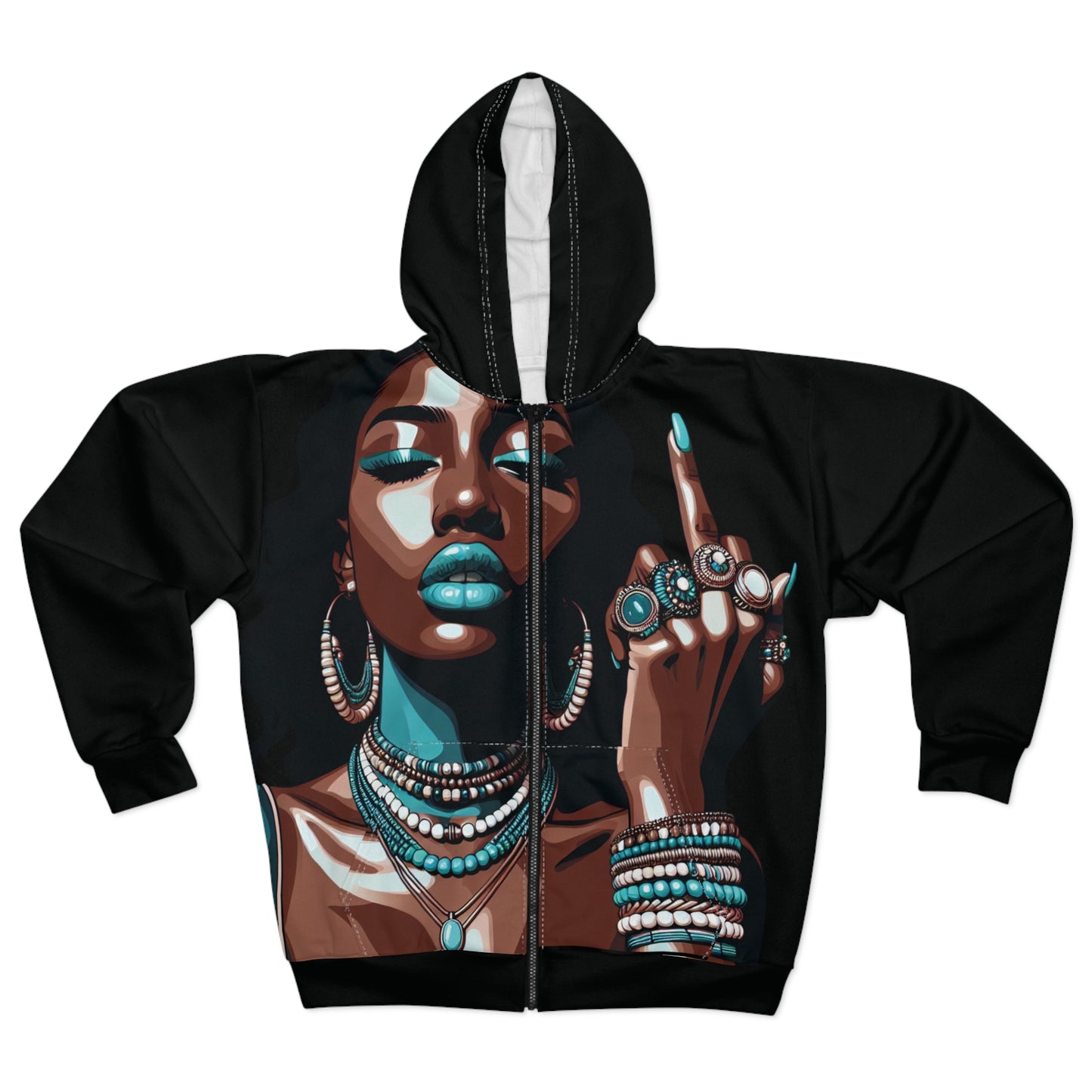 FYF ~ Bold Black Statement Zip Hoodie — Fierce Queen Graphic