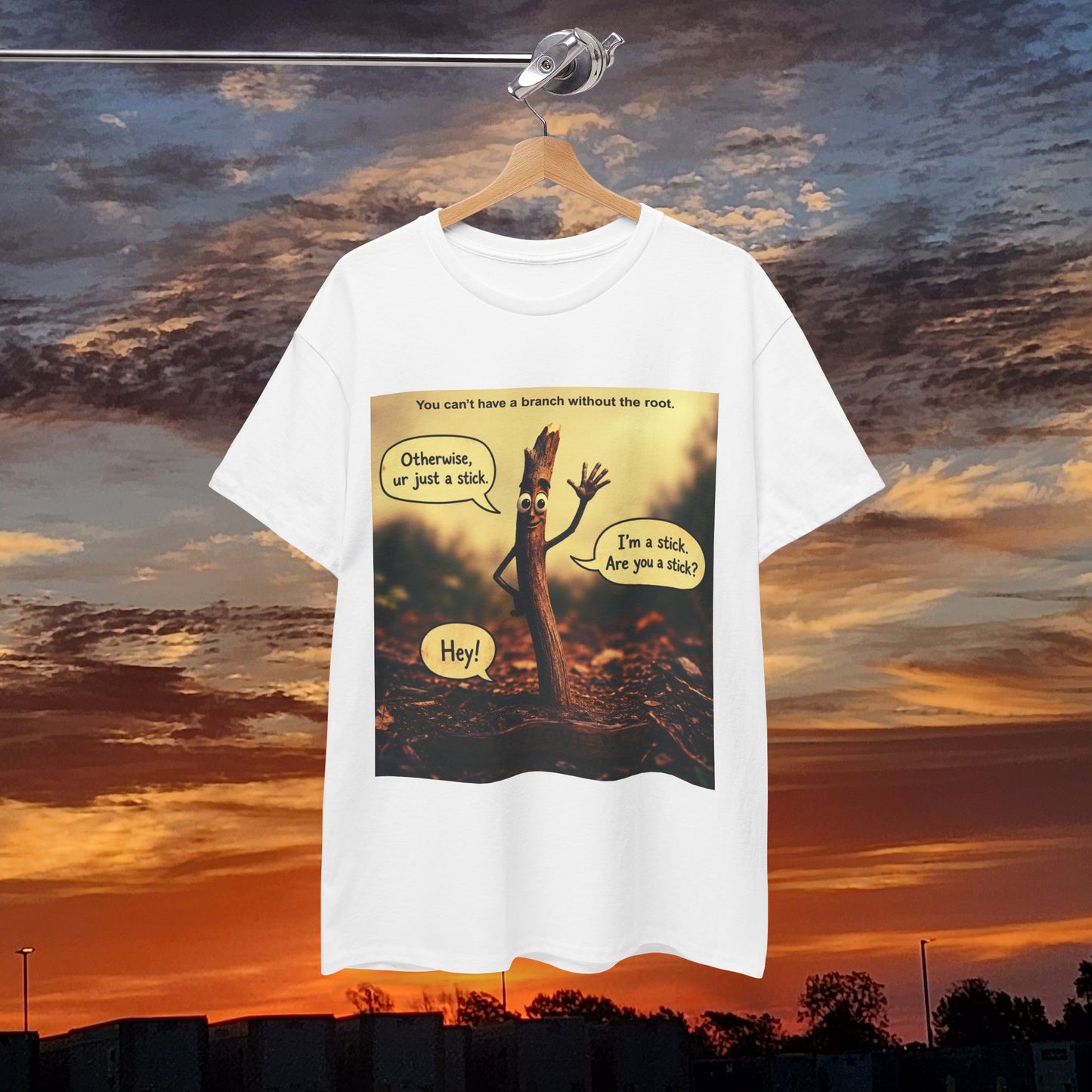 Stick Comic T‑Shirt — "I'm a stick. Are you a stick?" Funny Nature Graphic Tee